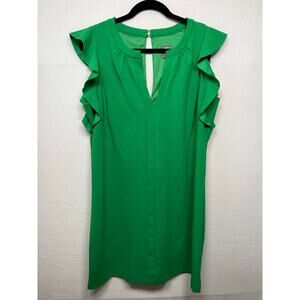 Vince Camuto Ruffle Cap Sleeve Shift Dress, Kelly Green, Size 14 - New!